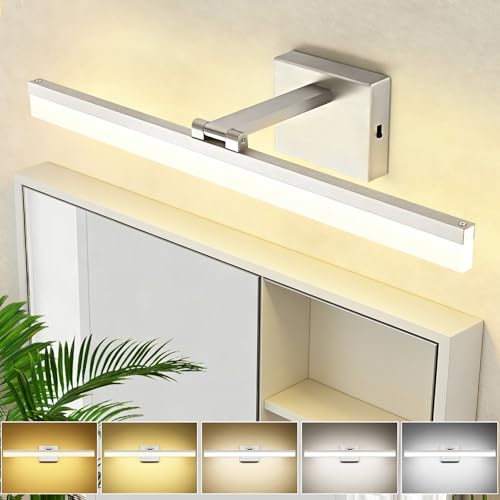 Image of SOLFART 24 inch LED Vanity Lights Brushed Nickel Bathroom Light Fixture Bathroom Vanity Lights Over Mirror Vanity Lighting Fixtures 5 Color Temperature Dimmable Led Light Bar 5CCT