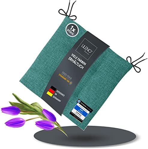 LILENO HOME Zestaw 1 poduszek na krzesło zielone jabłko (40 x 40 x 4,5 cm) - poduszka na krzesło ogrodowe, kuchnię lub krzesło do jadalni - wygodna odporna na promieniowanie UV wewnątrz i na zewnątrz nakładka na