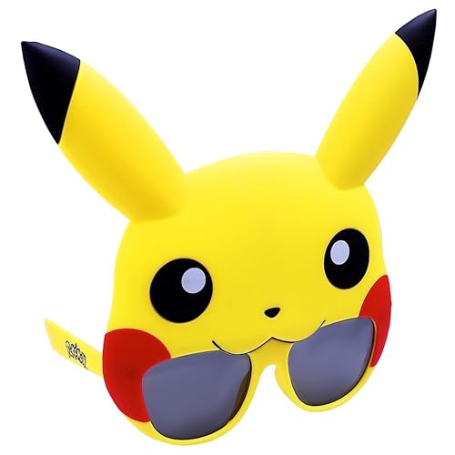 Sun-Staches Pokémon Pikachu Official Sunglasses Costume with UV400 Lenses, Pikachu Yellow Mask, One Size Fits Most