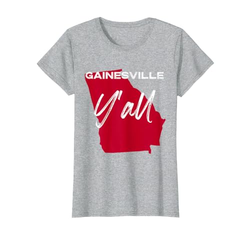 Gainesville Georgia Y'all GA Pride State Map Cute T-Shirt, Women, Heather Grey, 3X-Large