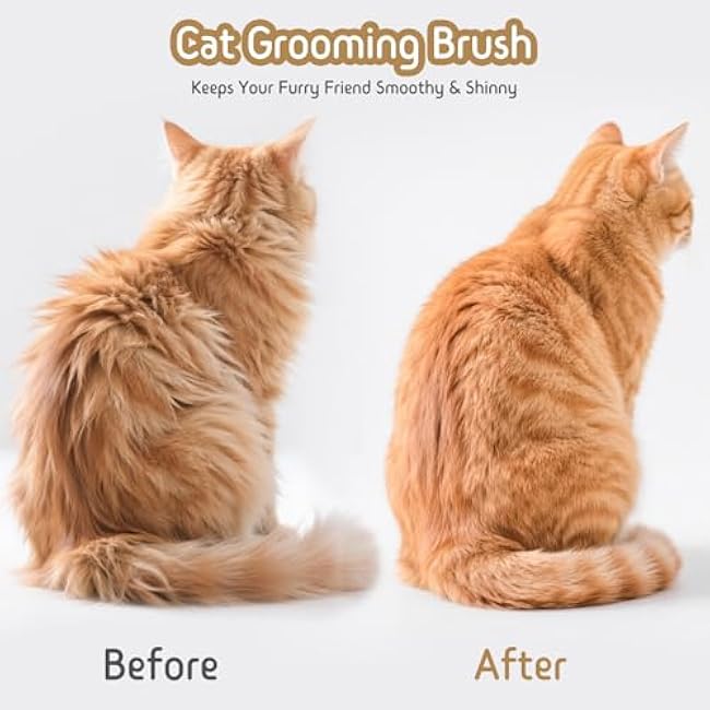 Dog & Cat Brush for Shedding, 2 in 1 Self Cleaning Deshedding Brush with Adjustable Bristle Length & Dematting Comb, Skin Friendly Grooming Tool for Long & Medium-Long Hair Pets-LlsWcl92