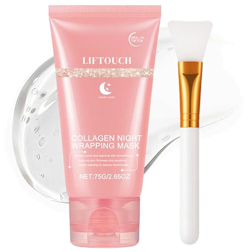 Liftouch Korean Collagen Night Wrapping Mask - Overnight Peel Off Facial Mask for Face - Hydrating...