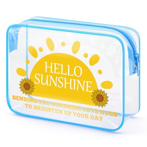 Gfhzdmf Inspirational Sunshine Gift Sunshine Lover Gift Clear Makeup Bag Positive Sunflower Present For Daughter Cosmetic Bag Encouragement Birthday Christmas Motivational Present Travel Pouch