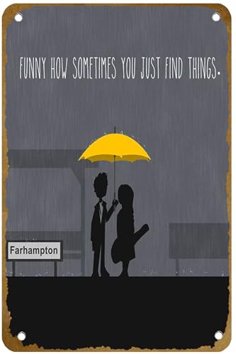 KNIOIL Póster minimalista de «How I Met Your Mother» de Farhampton, paraguas amarillo, cartel de metal vintage, con logotipo de la familia, club, bar, cafetería, dormitorio, decoración de pared