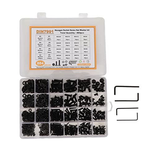 884PCS M2 M3 M4 M5炭素鋼ソケットスクリューナットワッシャーキット精度機械家電