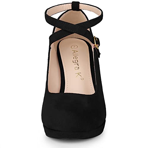Allegra K Women's Platform Cross Strap Stiletto Heels Mary Jane Pumps3