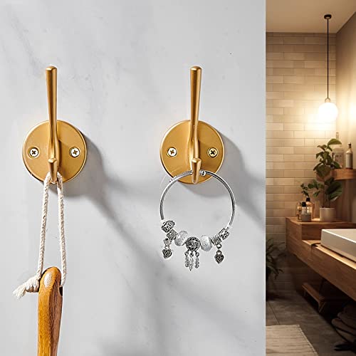 TECI Coat Hook - All-Metal with Gold Brush Finish - Ideal Hanging for Robes, Towels, Bag,Backpack, and Hat Storage - Wall Mounting for Closet, Mudroom and Bathroom (4 Pack),TC007J-4 - Image 5