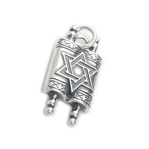 Torah Judaic Hebrew Scroll with Jewish Star of David 925 Solid Sterling Silver Charm Pendant Traditional Bracelet Crafting
