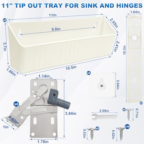 Image of 11 inch Tip-Out Plastic Sink Trays + Steel LD-0220-50SC Soft Close Pivot Hinges