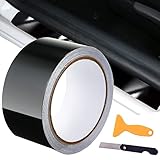 KIPIDA Auto Folie Selbstklebend, Einstiegsleisten Schutz Folie, Auto Lackschutzfolie Schwarz Glänzend, Carbon Folie, Kantenschutz Schutzfolie, Universal Auto Kohlefaser Aufkleber, Glanz Schwarz