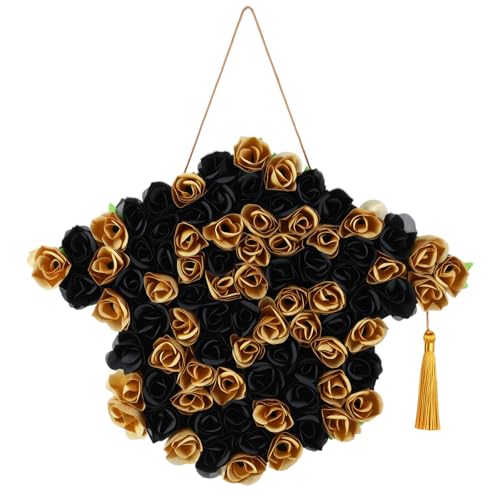 Wavyknot Graduation Wreath for Door Gold and Black Graduation Decoration 2026 Floral...