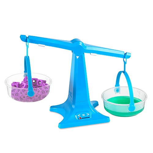 hand2mind Blue Nestable Pan Balance, Clear Double Pan Balance Scale for Liquids and Solids, Easy to Assemble Kids Scale, Space Saving Storage Base, Balance Scale for Classroom (1 Base with 2 Pans)