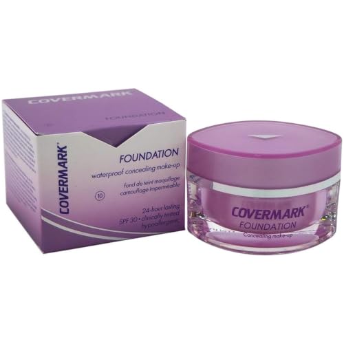 Covermark Foundation Waterproof, Fondotinta Ipoallergenico e Non Comedogenico, SPF 30, Per Tutti i Tipi di Pelle, Formula Senza Acqua, Colore 10, Formato 15 ml