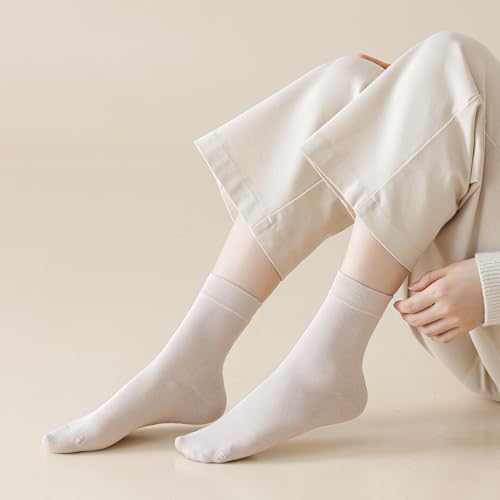 6 Pairs Womens Mulberry Silk Crew Socks, Soft Spring Autumn Socks Above Ankle Socks for Casual Dress Size 5-93