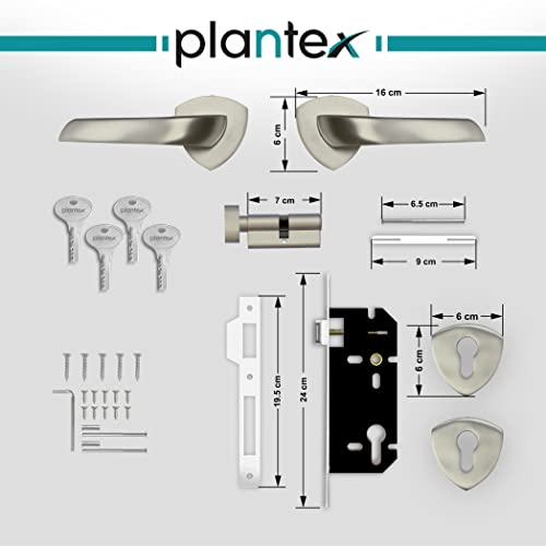 Image of Plantex Fully Brass Door Lock with 3 Years of Warranty /Main Door Lock for Home /Mortise Lock for Door - Main Door Lock Set (Sumer-3058, Matt)