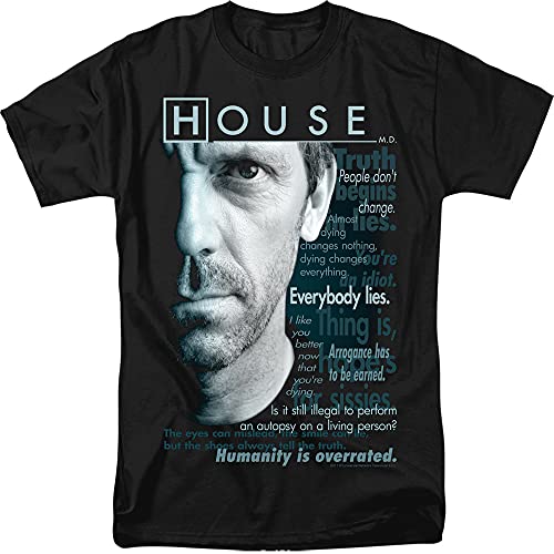 Trevco Mens House Houseisms T-Shirt Black X-Large