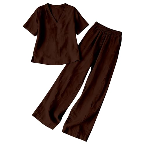 Conjunto de lino y algodón para mujer: ropa de verano cómoda, holgada y transpirable 4