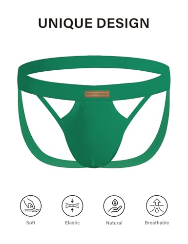 Arjen Kroos Men's Jockstrap Athletic Supporter Youth Breathable Cotton Underwear,GREEN-AK2175,Large