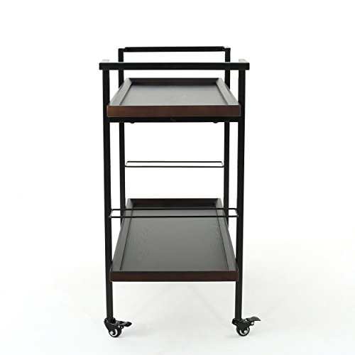 Christopher Knight Home Gerard Industrial Wooden Bar Cart, Dark Walnut Finish / Black #TOP7