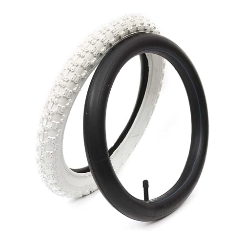 14x2.125 Antipinchazos Neumático Bicicleta con Cámara, 14x2.125 Pared Gruesa y Banda Blanca para Bicicleta Infantil, Bici de Equilibrio, Todo Terreno