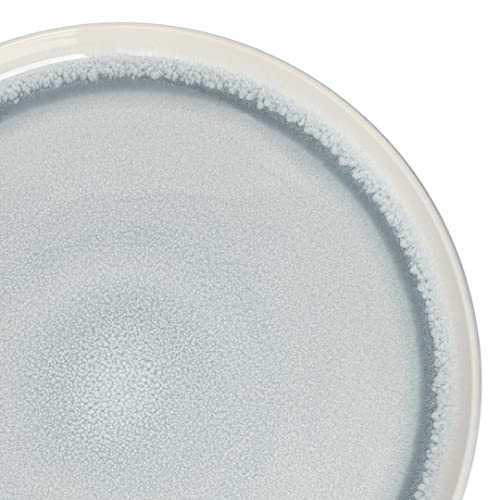 Image of Gibson Elite Juno Moon 16-Piece Reactive Blue Double Bowl Dinnerware Set - Durable Stoneware Plates and Bowls