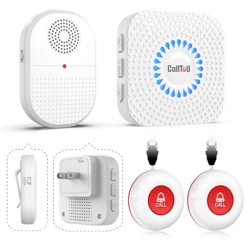 Image of CallToU Wireless Caregiver Pager, 2 Buttons, Vibrating & Plug-in Receivers
