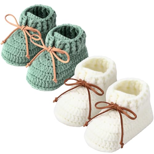 Jeere 2 Pairs Knitted Baby Booties 0-6 Months...