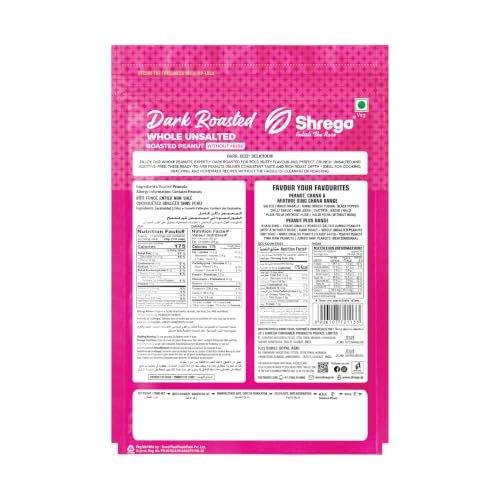 Image of SHREGO Dark Roasted Whole Peanut Unsalted 360G, Snack & Namkeen (Vacuum Packed) (Pack of 2)
