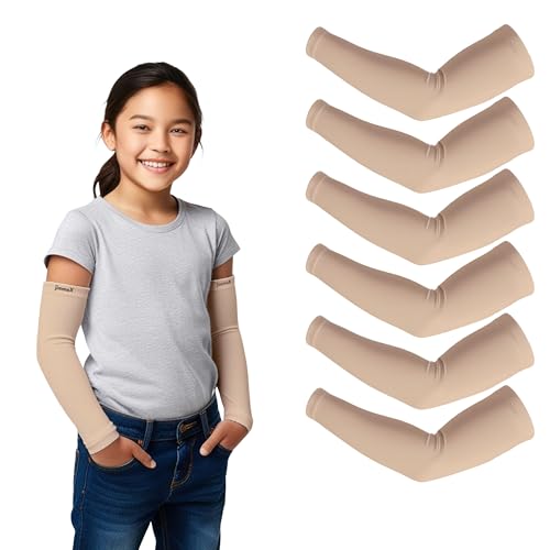 Image of Kids Arm Sleeves - Protective Arm Covers for Boys & Girls, Ages 5-13, UV Sun Protection, Perfect for Sports, Cycling, Running, and Outdoor Activities