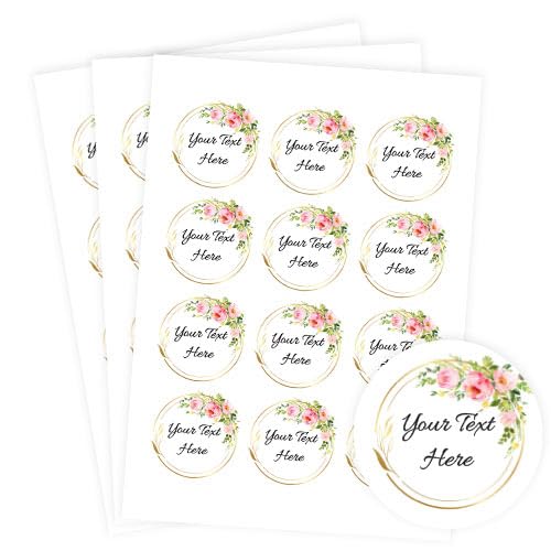 Personalised Floral Round Stickers 60mm - Sheet of 12
