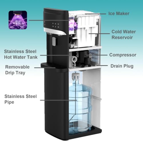 Image of 4 in1 Self Clean Water Cooler Dispenser and Ice Maker 22lbs Black