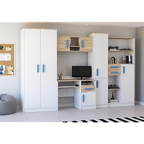 Polini Home Wohnwand Kinderzimmer Anbauwand Colour in Weiß-blau Cover