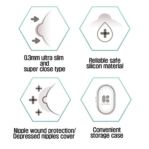 Mother-K Silicone Nipple Shield 2P with Carry Case, Contact Nipple Shields for Breastfeeding with Latch Difficulties or Flat or Inverted Nipples, Nipple Wound Protection (Large) - Thumbnail 2