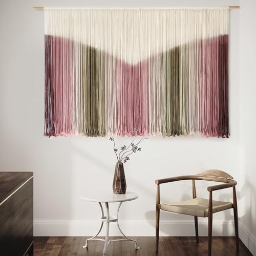 Image of IOWER Large Macrame Wall Hanging Boho Wall Decor Large Scale Tie-Dye Yarn Living Home Room Boho Wall Decor for Bedroom Home Wall Art 57 inch W x 35 inch L