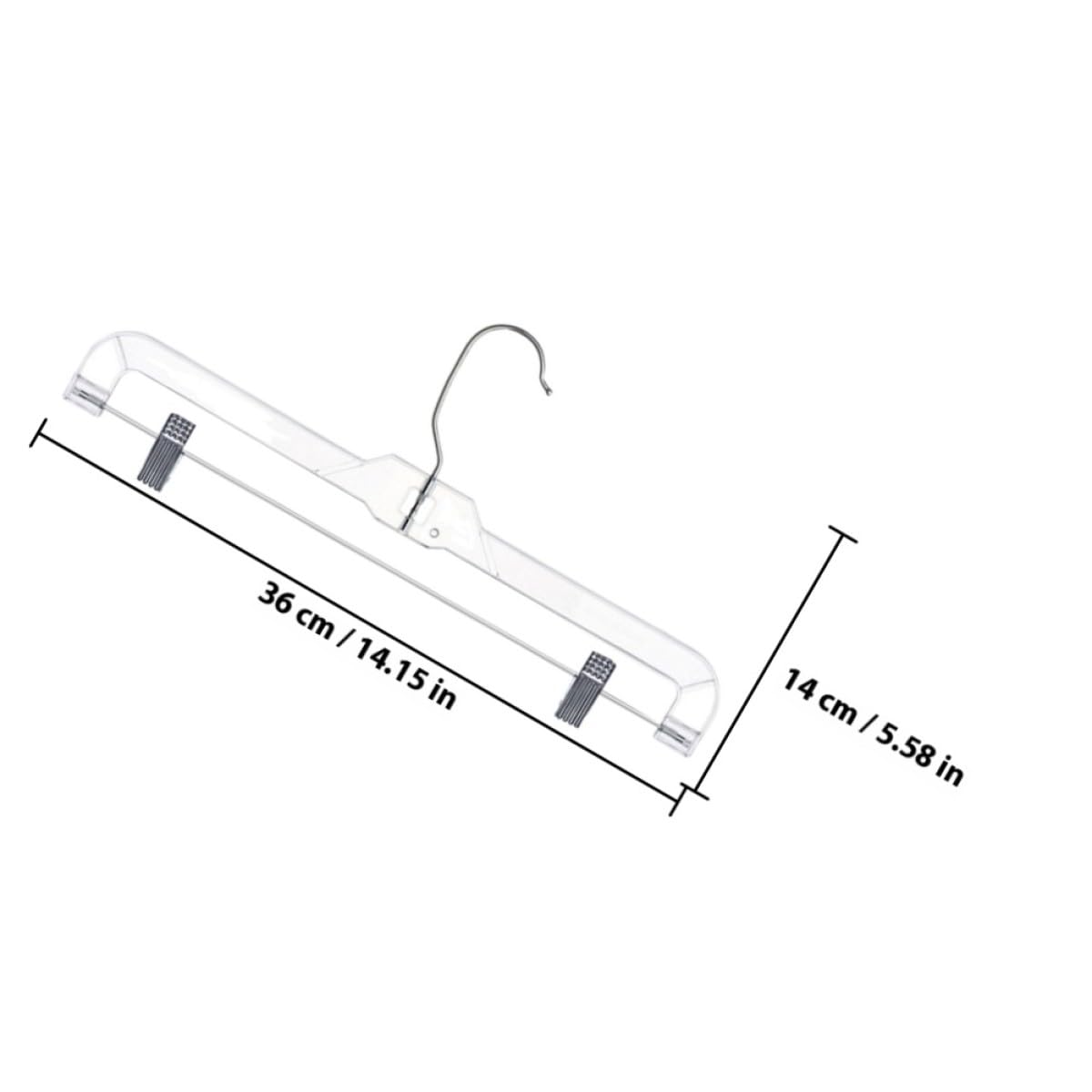 10 perchas transparentes para faldas y pantalones con clips, diseño ergonómico multifuncional y gancho giratorio para armario y exhibición minorista
