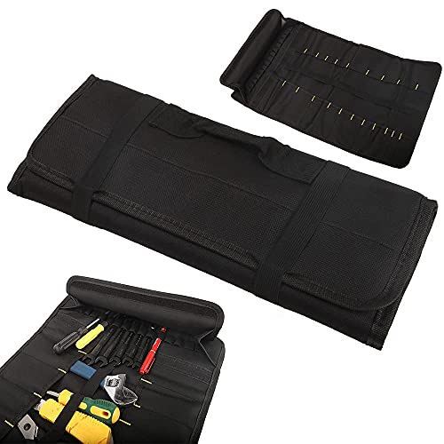 1/2 Pcs 22 Pocket Tool Bag Canvas Wrench Roll Up Pouch/Screwdriver Pliers Roller Compartments Organizers/Small Socket Bags/Tool Roll Organizer For Mechanic,Electrician & Hobbyist #TOP4