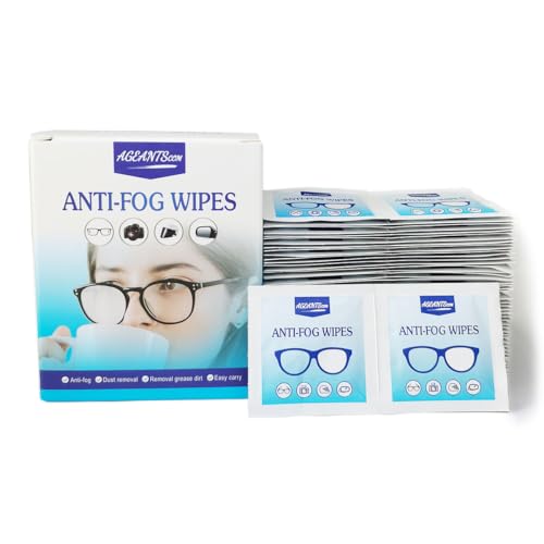 ageantscom Anti-Fog Wipes for Glasses, 100 Pre-Moistened Lens Cleaners