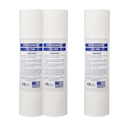 LeeQinersw 3 Piezas Cartucho de Sedimentos Recambio de Filtros Polipropileno en Carcasa Estándar Universal Adecuado para Agua en Hogar Tratamiento en, 5 micras, tal como se describe