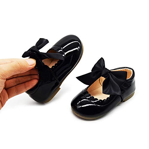 Timatego Toddler Baby Girls Dress Shoes Ballet Sparkle Wedding Party Princess Mary Jane Ballerina Flats Shoes For Girls, 4 Toddler, 06 Black #TOP2