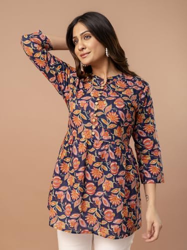 Image of feranoid Top - Mandarin Collar, 3 /4 Sleeves, Flattering Fit,Sizes (S-XXL)