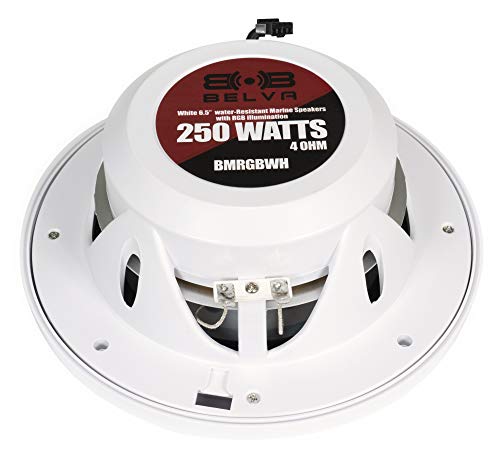 Image of BELVA BMRGBWH 500W Peak (250W RMS) 6.5 inch 2-Way White Coaxial Marine Speakers with Multi-Color LED Lighting for Boats /ATV /UTV /SxS /Powersport