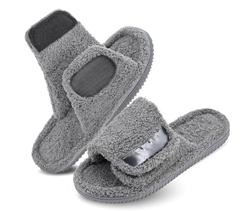 Image of Panda Bros Adjustable House Slippers for Men Soft Open Toe Breathable Indoor Outdoor Slip on Slides Slippers with Memory Foam for Home Bedroom