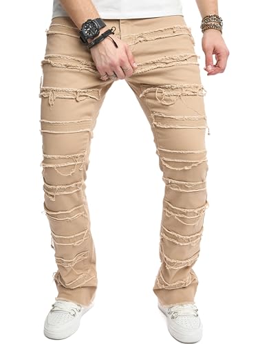 WEIBUMAOYI Men's Slim Fit Denim Pants Stacked Jeans Skinny Male Trousers