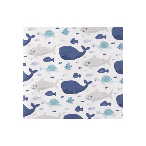 Image of Hudson Baby Cotton Flannel Receiving Blankets 4-Pack, Sea Friends, One Size