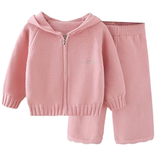 Girl's Sweaters Set 2 Piece Outfits Knit Sweater & Hat Pants Set Toddler Fall Winter Relaxed Clothes Warm Sweatsuit Hoode