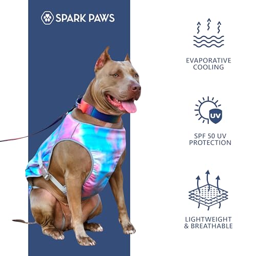 Image of Spark Paws Dog Cooling Vest - SPF 50 UV Sun Protection - Summer Heat Relief Gear for Dogs, Lightweight, Evaporative Cooling - Dog Anxiety Relief Vest During Hot Days - Snowcone, 2XL
