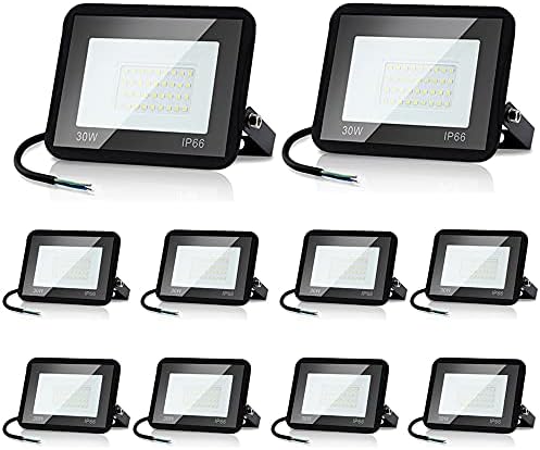 Projecteur LED Extérieur 30W - Pack de 10 - 2550lm, 3000K Blanc C...