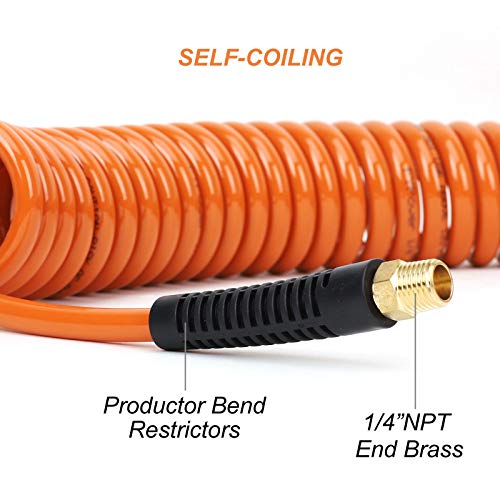 20 Pieces Air Accessory Kit include 25ft Recoil Poly Hose - Orange