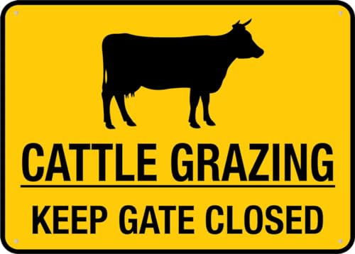 Puhayexi Cattle Grazing Keep Gate Closed Sign Outdoor Metal Sign - 12 X 8 Metal Signs For Business, Workplace, Office, Home, Delivery Signs, Road Signs, Garden Signs