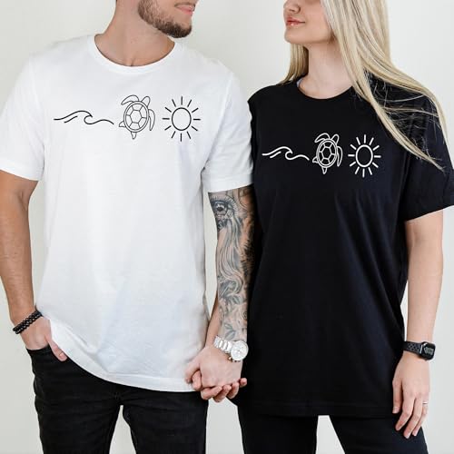 Minimalist Sea Turtle T-Shirt for Men Women – Beach Ocean Wave Sun Line Art Tee – Summer Unisex Boho Coastal Shirt3
